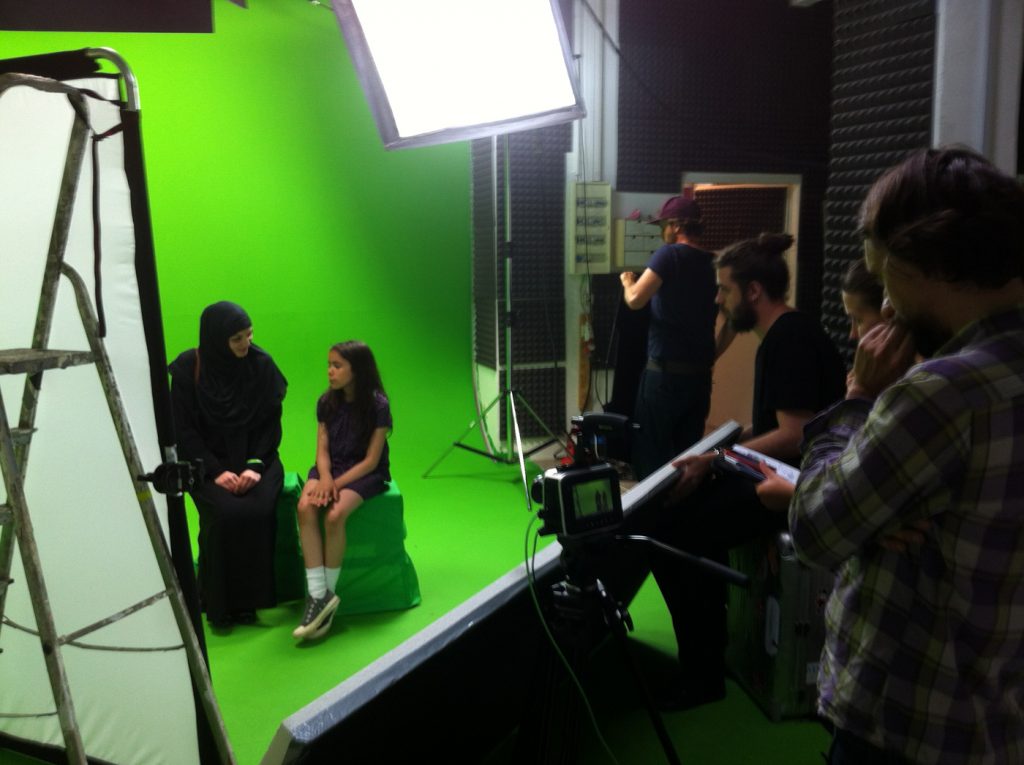 Storytelling in action: Greenscreen shooting for animation on Arabian infrastructure project © morean