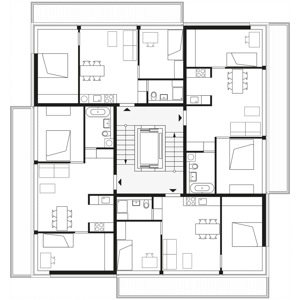 floorplan 1st, 3th and 5th storey | © Zanderroth Architekten